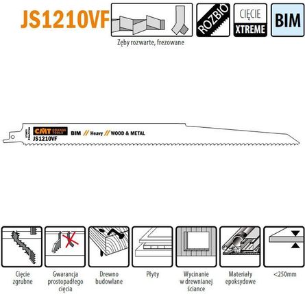 CMT Brzeszczoty 5 szt. do pił szablastych 300mm JS1210VF-5