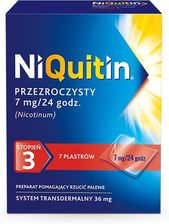 Zdjęcie NIQUITIN przezroczysty, plastry transdermalne, 7 mg / 24 h, 7 szt - Jedwabne