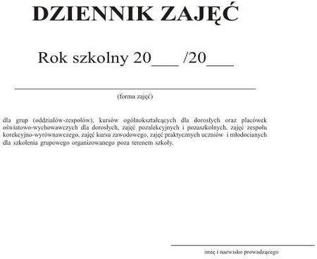 Dziennik zajęć pozalekcyjnych A4 MEN I/6 (02190)