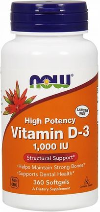 Now Foods Vitamin D3 1000IU 360 kaps.