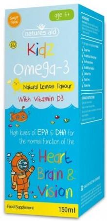 Natures Aid Kidz Omega 3 Z Witaminą D3 Krople Dla Dzieci Od 6 Roku 150ml