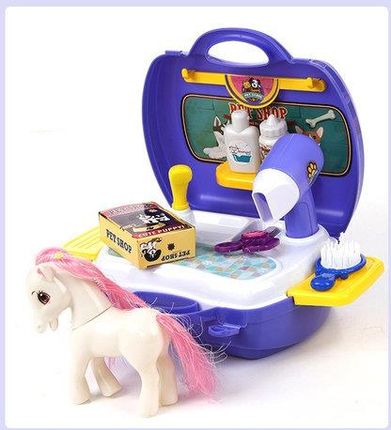 Lean Toys Zestaw Fryzjerski kucyk w walizce Salon Konika