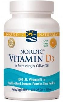 Nordic Naturals Vitamin D3 1000j.m. smak pomarańczowy 120 kaps.