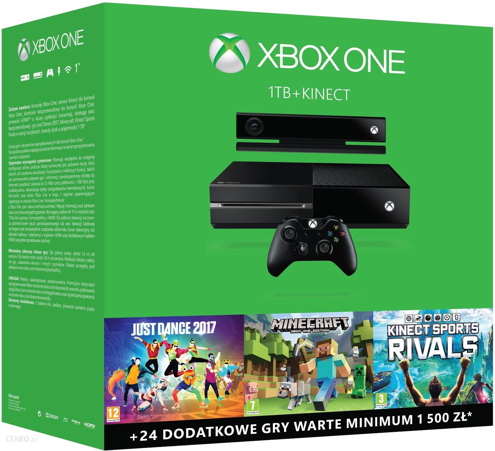 Microsoft Xbox One 1tb Kinect Sports Rivals Just Dance 2017 Minecraft Ceny I Opinie Ceneo Pl