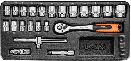 NEO Zestaw kluczy narzędziowych 3/8 22 elementy 84-239