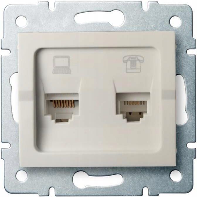 Gniazdo Elektryczne Kanlux Logi Gniazdo Komputerowo Telefoniczne Rj45 Cat 5e Rj11 Kremowy 25171 Opinie I Ceny Na Ceneo Pl