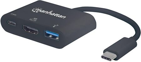 Manhattan USB-C 3.1 multiport adapter - HDMI/USB-A/USB-C czarny (152037)