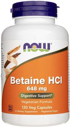 Now Foods Betaine HCl 648 mg BETAINA 120 kaps.