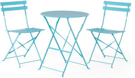 Beliani Metalowy zestaw mebli balkonowych niebieski 2 krzesła stolik ogród taras Fiori