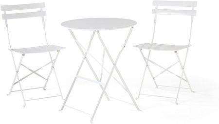 Beliani Metalowy zestaw mebli balkonowych biały 2 krzesła stolik ogród taras Fiori