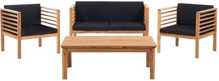 Beliani Zestaw ogrodowy 4-osobowy 2 krzesła 1 sofa stół jasne drewno akacjowe Pacific