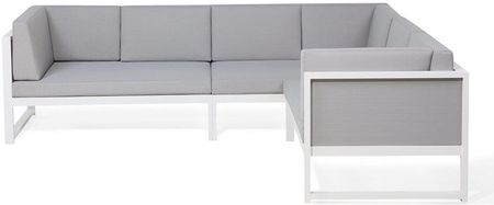 Beliani Zestaw mebli ogrodowych sofa i stolik biała aluminiowa rama szare poduszki Castella
