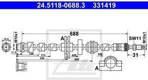 Przewód hamulcowy elastyczny ATE 24.5118-0688.3