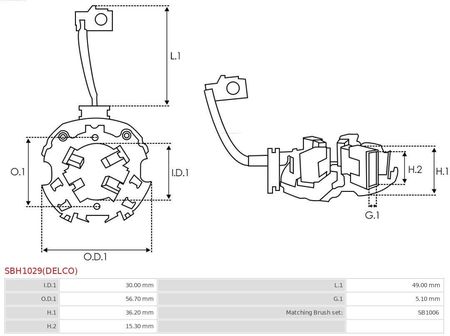 Mocowanie, szczotki węglowe AUTO-STARTER SBH1029(DELCO) - zdjęcie 2