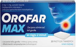 Zdjęcie Orofar MAX Pastylki do ssania na ostry ból gardła 20 szt. - Sulęcin