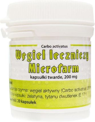 Carbo medicinalis WĘGIEL LECZNICZY Kapsułki na zatrucia pokarmowe i biegunkę 200mg 20kaps.