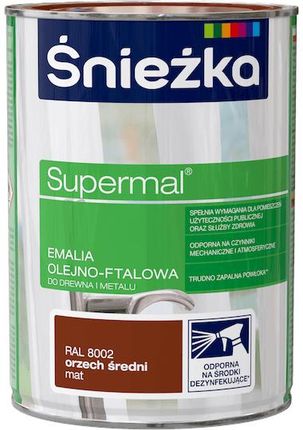 Śnieżka Supermal Emalia Olejno-Flatowa Mat RAL 8002 Orzech Średni  0,8L