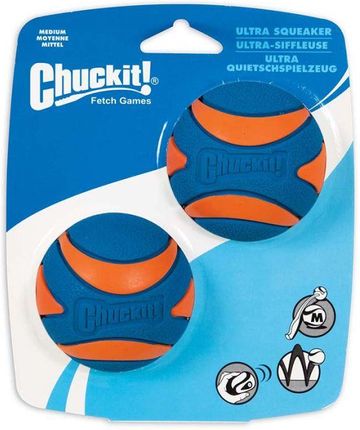 chuckit! Zabawka Ultra Squeaker Ball Medium 2pak pomarańczowo-niebieska