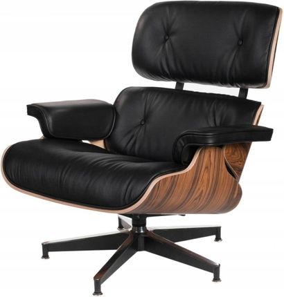 Design Town Fotel + Podnóżek Ambasador Insp Lounge Chair Czarny Skóra