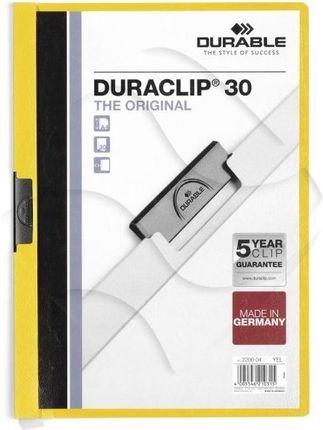 Durable Skoroszyt z Klipem A4 PVC Duraclip 30 Kartek Żółty