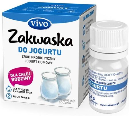 Zakwaski Żywe Kultury Bakterii Do Przygotowania Jogurtu Vivo 2x0,5G