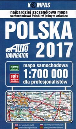 Mapa samochodowa. Polska 2017  dla profesjonalistów 1:700 000