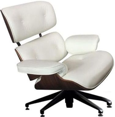 King Home Biały Skórzany Fotel Lounge Chair