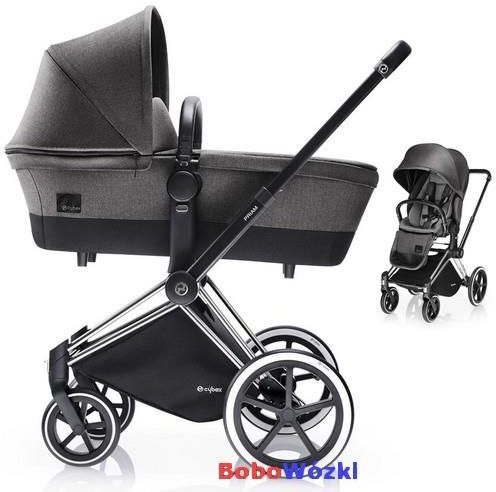 SMITHリムパック Wózek Cybex Priam Manhattan Grey Głęboko Spacerowy + fotelik