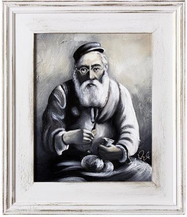 Obraz ręcznie malowany Żyd na szczęście 27x32cm