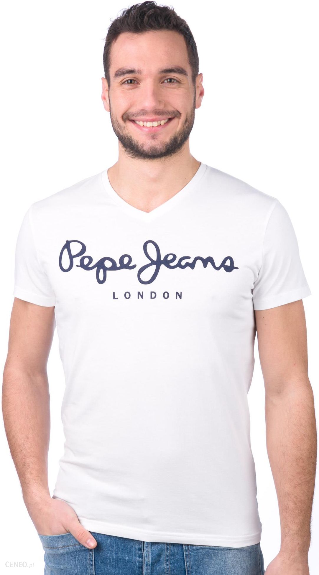 Pepe Jeans T-shirt męski Original Stretch V XL biały - Ceny i opinie ...