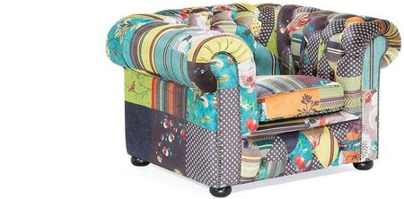 Beliani Nowoczesny fotel tapicerowany pikowany wielokolorowy patchwork Chesterfield