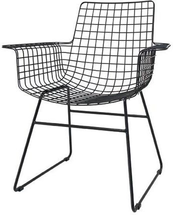 Hk Living Krzesło Metalowe Wire Czarny Z Podłokietnikami Fur0020