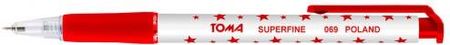 Toma Długopis S-Fine Automatyczny Czerwony To-069 W Gwiazdki 
