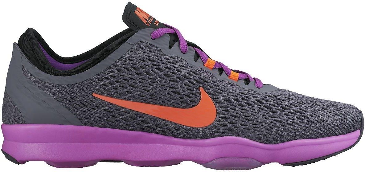 nike training air zoom fearless trainers in black and orange
