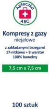 Zdjęcie Apteczka ABC Kompresy z gazy niejałowe 17-nitkowe 8-warstwowe 7,5x7,5 cm 100 szt.. - Skierniewice