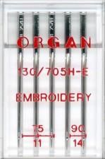 Organ Igły półpłaskie Organ 130/705H-E do haftu mix 75-90