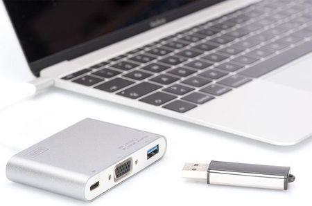 Digitus USB-C USB-C + VGA + USB-A srebrny (DA-70839) 