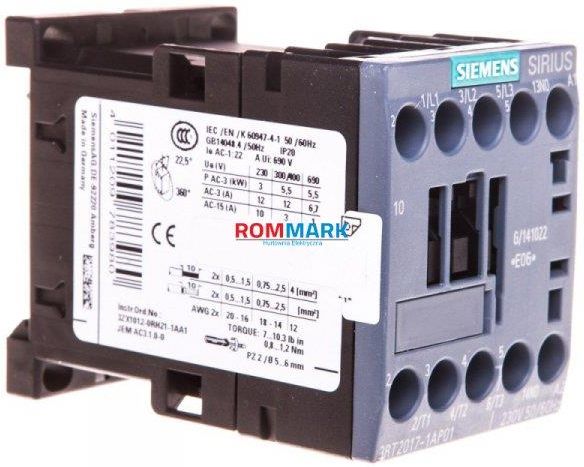Bezpiecznik Siemens Stycznik Mocy 12A 3P 230V Ac 1Z 0R S00 3Rt2017 ...
