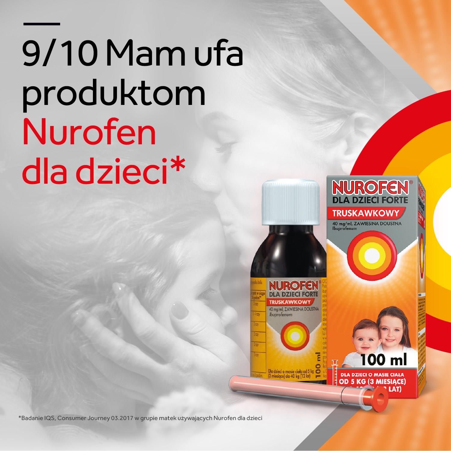 Nurofen dla dzieci Forte zawiesina ibuprofen 200 mg/5ml o smaku truskawkowym 100ml leki przeciwbólowe - zdjęcie 4 Nurofen dla dzieci Forte zawiesina ibuprofen 200 mg/5ml o smaku truskawkowym 100ml leki przeciwbólowe