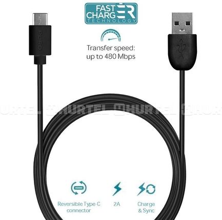 puro Type-C Charge Sync Cable Kabel USB-C na USB-A 2.0 do ładowania & synchronizacji danych, 2A, 480 Mbps, 1m (czarny)