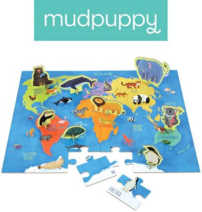 Mudpuppy - Puzzle zestaw z 8 figurkami Zwierzęta Świata 