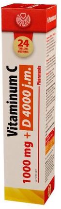 Pharmasis Vitaminum C 1000Mg + D 4000 Cytrynowy 24 tabl. musujących