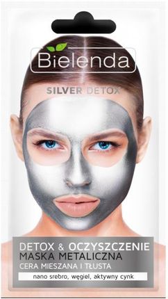 Bielenda Maska Metaliczna Silver Detox Detoksykująca maseczka do cery mieszanej i tłustej 8g