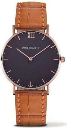 Paul Hewitt Sailor Line Blue Lagoon Rose Gold Leather Watchstrap Embossed Cognac (Phsarstb16M)
