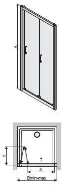 Sanplast Drzwi łamane DŁ/TX5b-70 szkło hartowane profil-graphit matowy wzór szyby-transparentny W0 600-271-1200-26-401