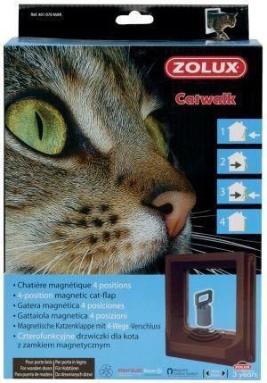 Zolux Drzwiczki dla kota do drzwi drewnianych z magnetycznym zamykaniem brązowe  