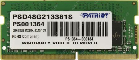 Patriot 8GB DDR4 2133MHz CL15 SODIMM (PSD48G213381S)