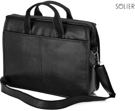 Czarna męska torba na ramię, laptopa SOLIER S13 - Czarny