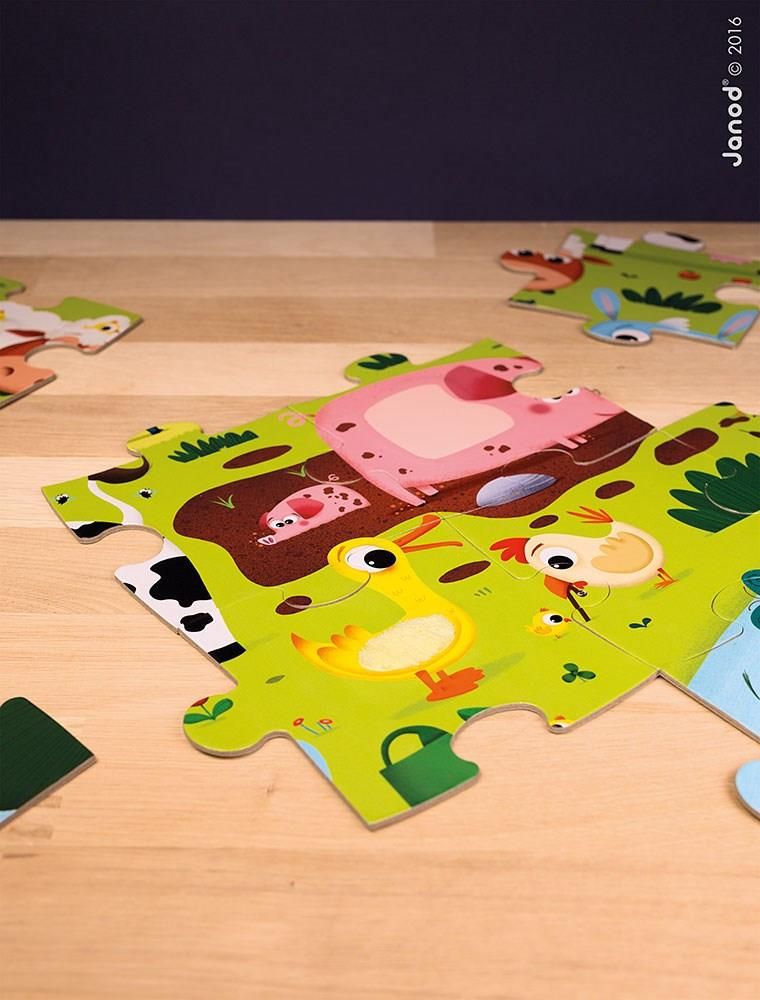 Janod Puzzle Sensoryczne 20 Elementów Farma J02772 - zdjęcie 3 Janod Puzzle Sensoryczne 20 Elementów Farma J02772