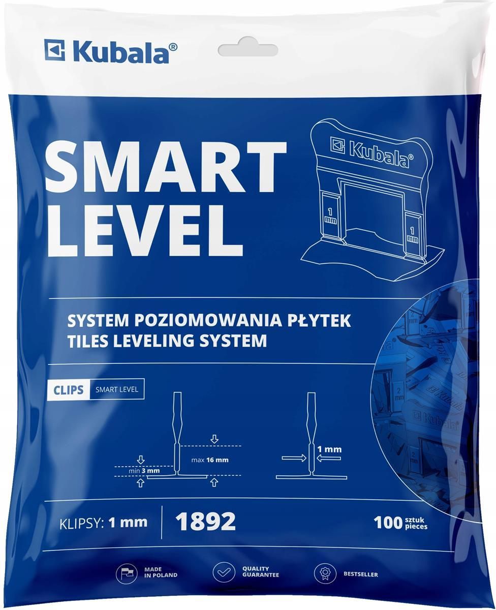Kubala Smart Level PRO System poziomowania płytek KLIPS fuga 1mm 100 szt Perfect - zdjęcie 9 Kubala Smart Level PRO System poziomowania płytek KLIPS fuga 1mm 100 szt Perfect